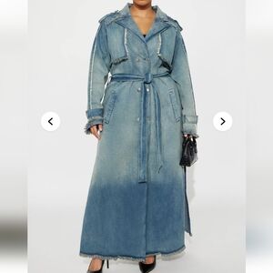 NWT Fashion Nova New York Days Full Length Denim Coat Sz. M
